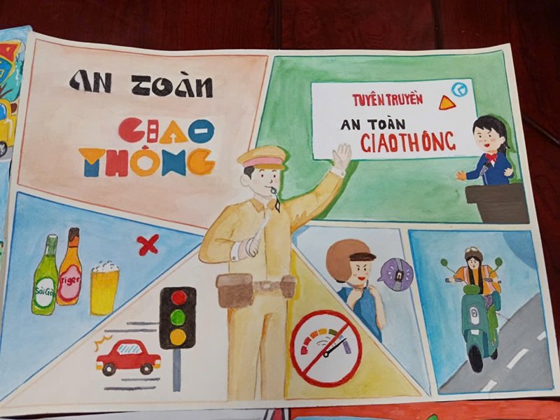 vẽ tranh đề tài an toàn giao thông 39