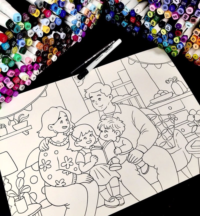 vẽ tranh đề tài gia đình 18