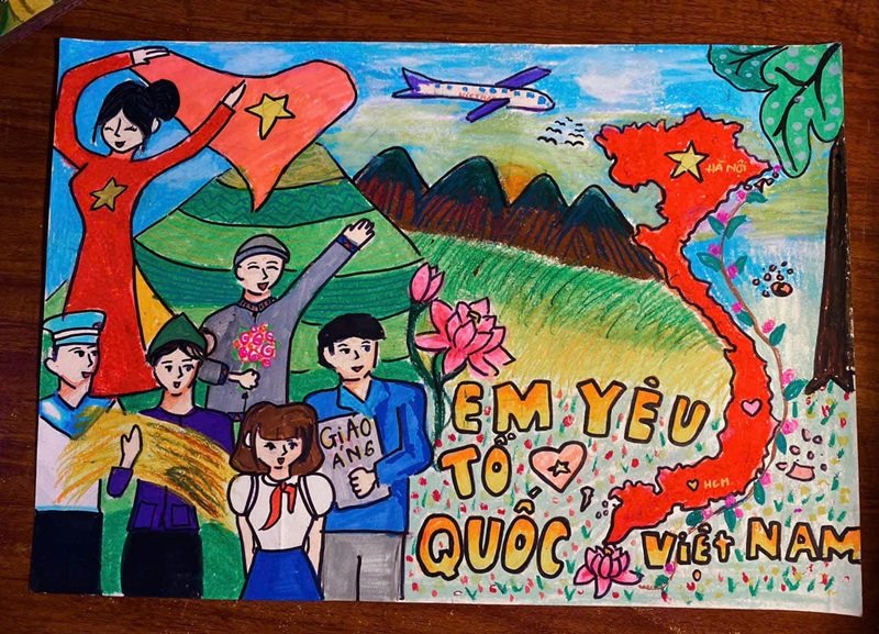 vẽ tranh em yêu to quốc việt nam đơn giản 11