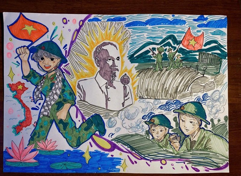 vẽ tranh em yêu to quốc việt nam đơn giản 12