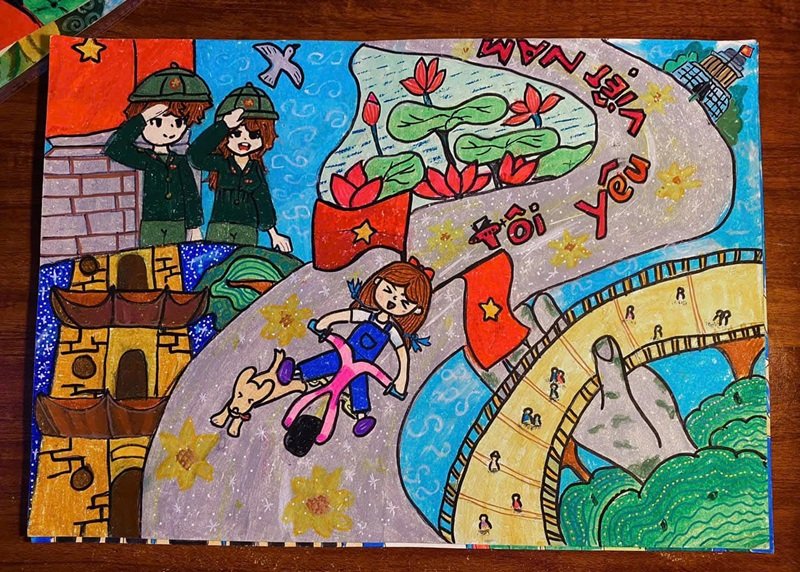 vẽ tranh em yêu to quốc việt nam đơn giản 13