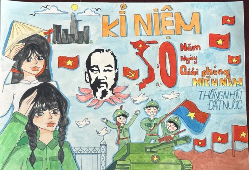 vẽ tranh em yêu to quốc việt nam đơn giản 14