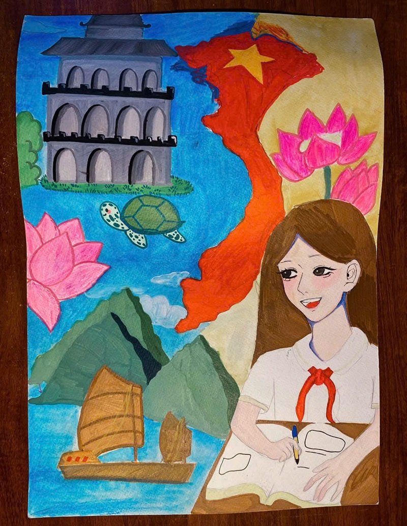 vẽ tranh em yêu to quốc việt nam đơn giản 22