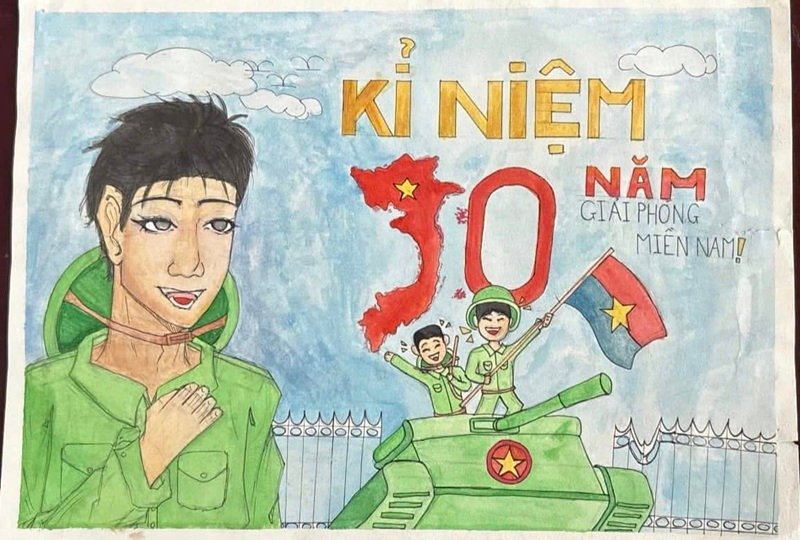 vẽ tranh em yêu to quốc việt nam đơn giản 23