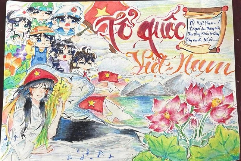 vẽ tranh em yêu to quốc việt nam đơn giản 29