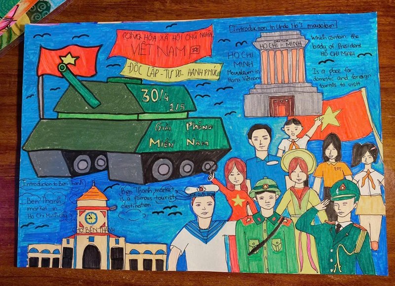 vẽ tranh em yêu to quốc việt nam đơn giản 3