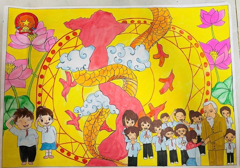 vẽ tranh em yêu to quốc việt nam đơn giản 33