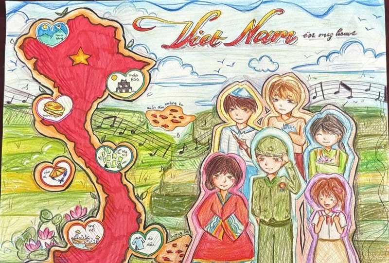 vẽ tranh em yêu to quốc việt nam đơn giản 4