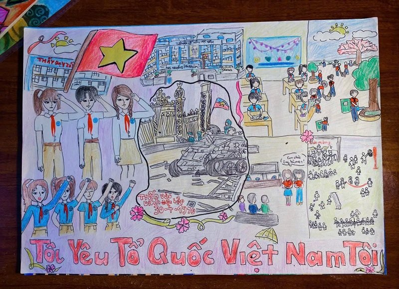 vẽ tranh em yêu to quốc việt nam đơn giản 7