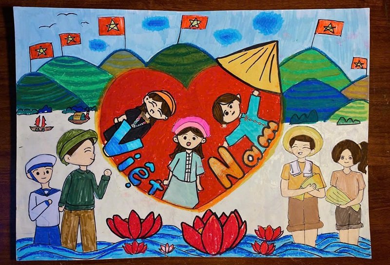 vẽ tranh em yêu to quốc việt nam đơn giản 8