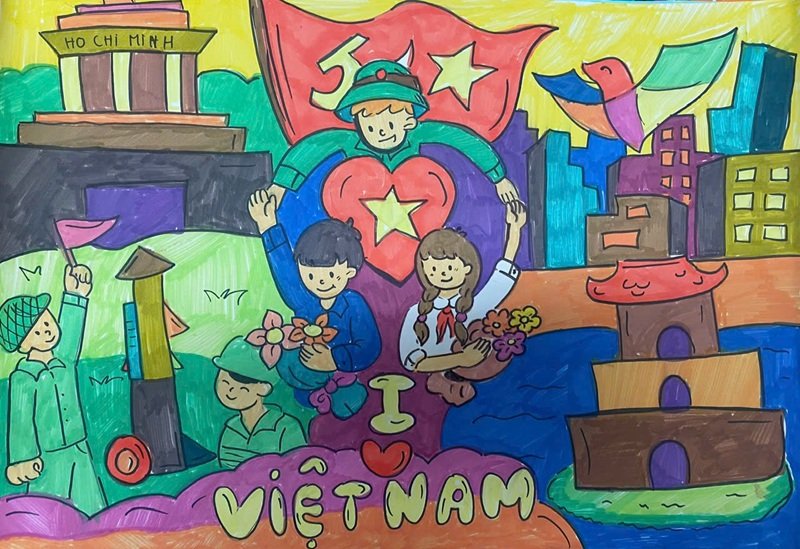 vẽ tranh em yêu tổ quốc việt nam