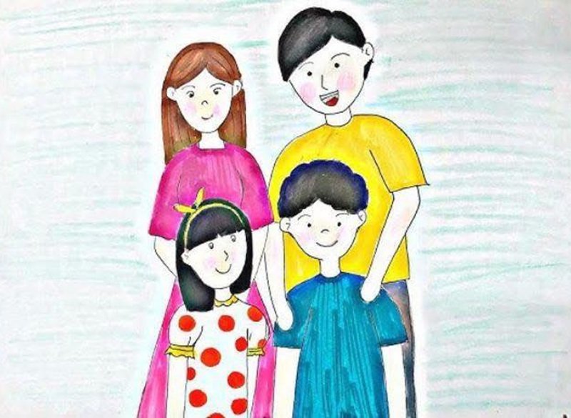 vẽ tranh gia đình đơn giản 10