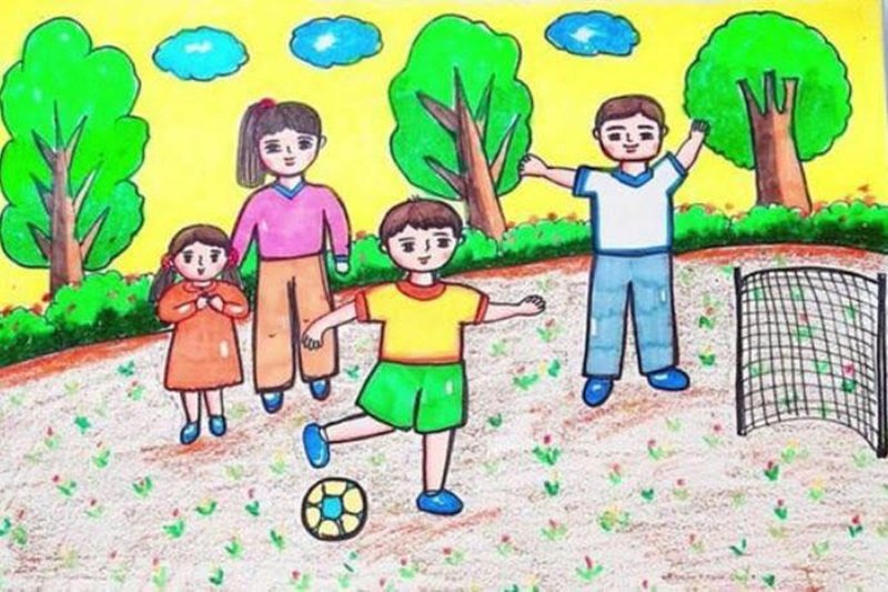 vẽ tranh gia đình đơn giản 13