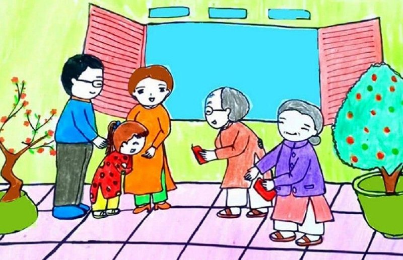 vẽ tranh gia đình đơn giản 18