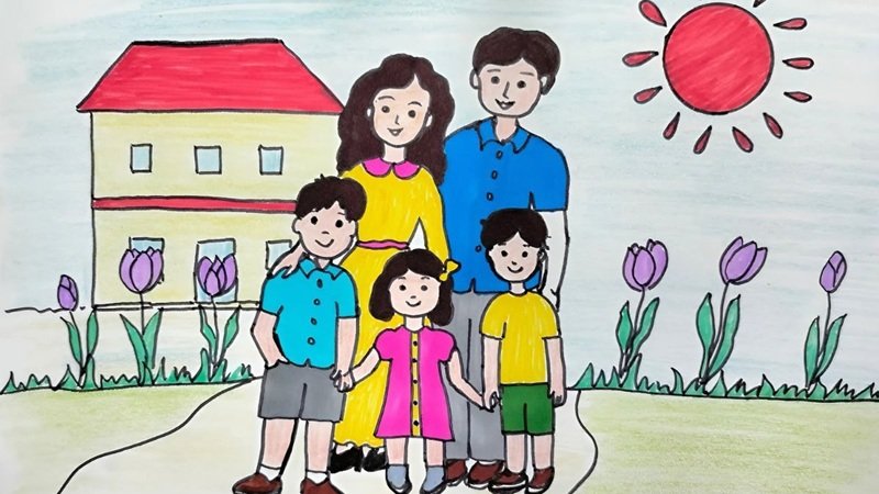 vẽ tranh gia đình đơn giản 24