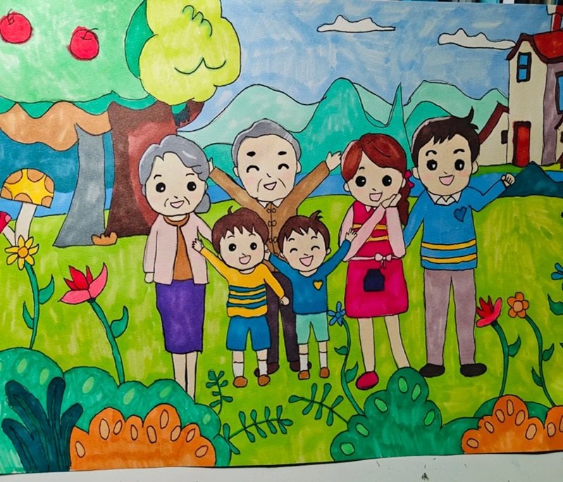 vẽ tranh gia đình đơn giản 32