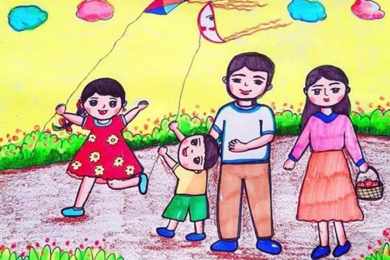 vẽ tranh gia đình đơn giản 4