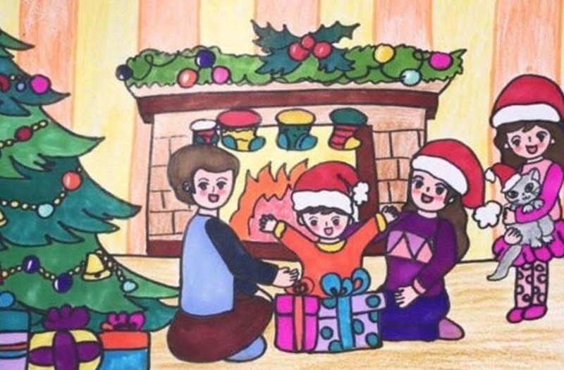 vẽ tranh gia đình đơn giản 8