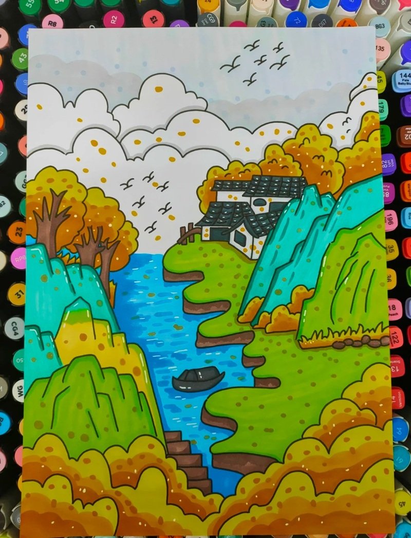 vẽ tranh phong cảnh quê hương 34