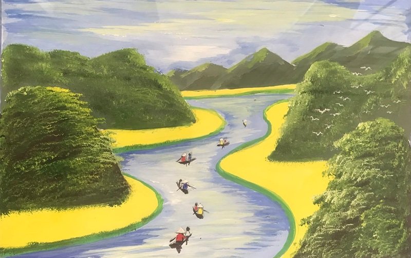 vẽ tranh quê hương đơn giản mà đẹp 10