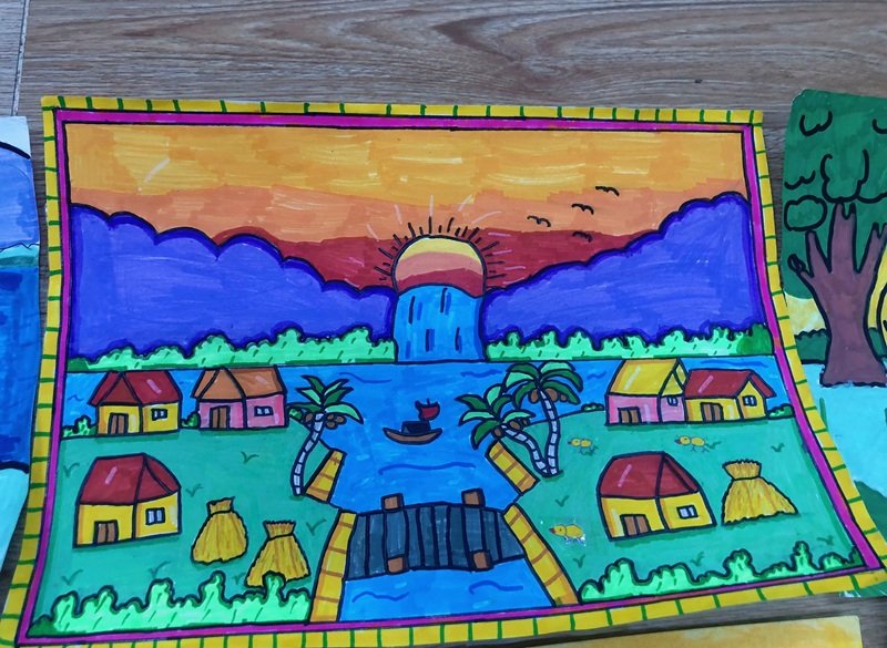 vẽ tranh quê hương đơn giản mà đẹp 11