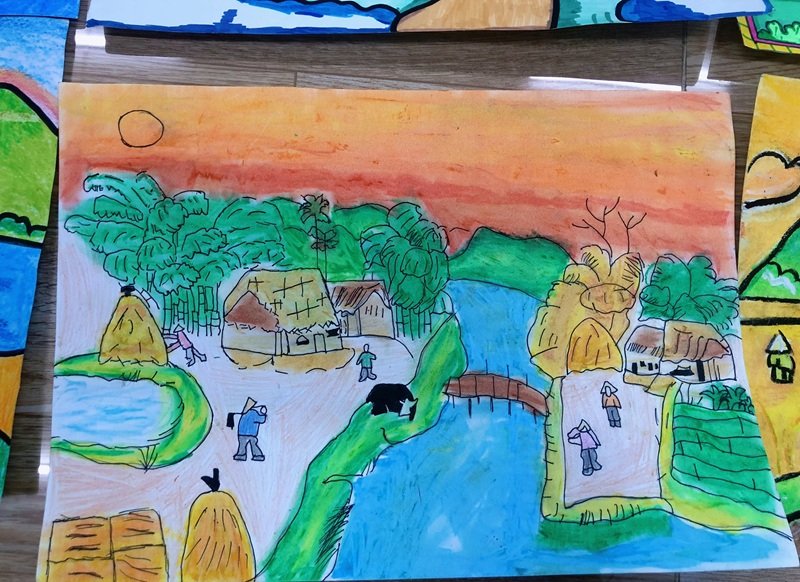 vẽ tranh quê hương đơn giản mà đẹp 15