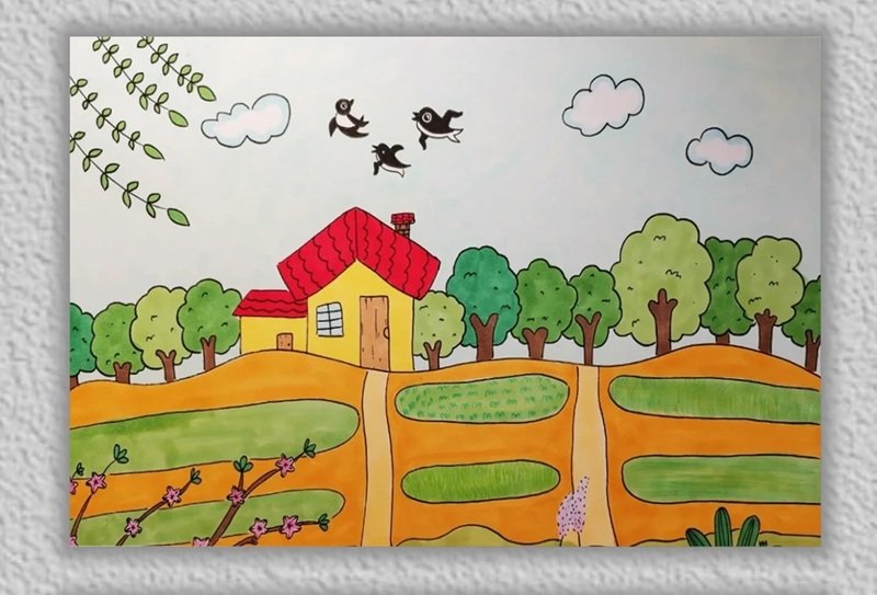 vẽ tranh quê hương đơn giản mà đẹp 17