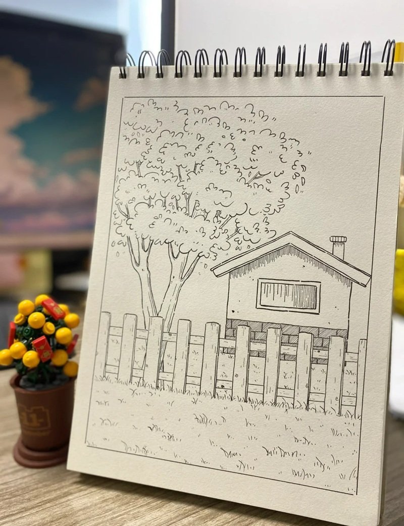 vẽ tranh quê hương đơn giản mà đẹp 20