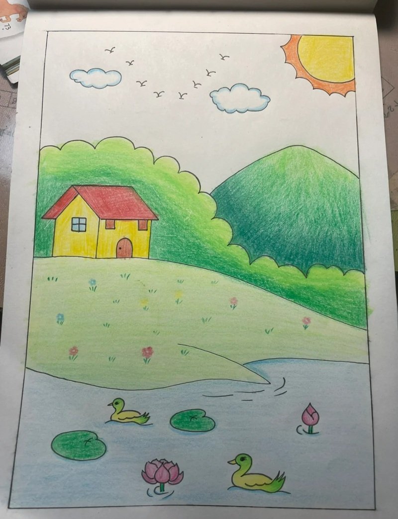vẽ tranh quê hương đơn giản mà đẹp 24