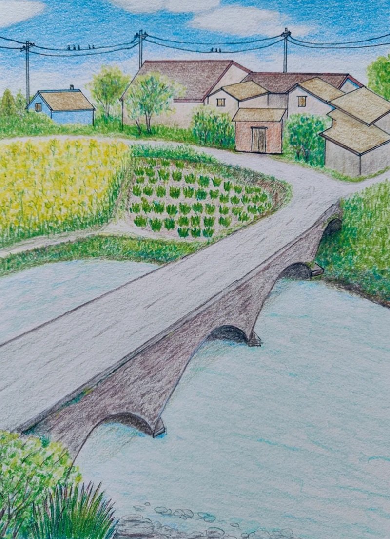 vẽ tranh quê hương đơn giản mà đẹp 26