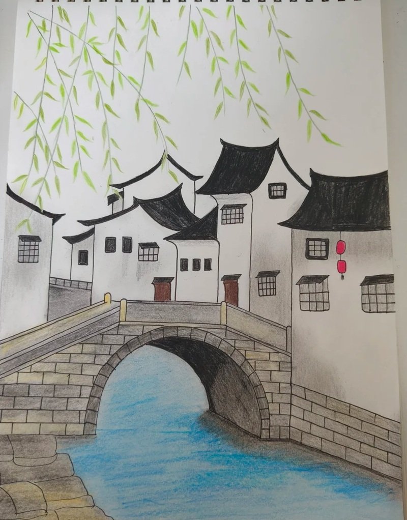 vẽ tranh quê hương đơn giản mà đẹp 29