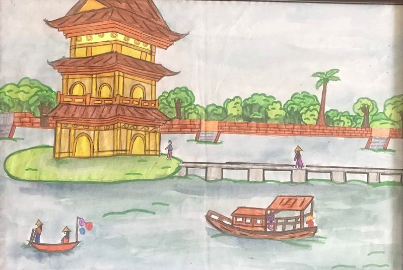 vẽ tranh quê hương đơn giản mà đẹp 3