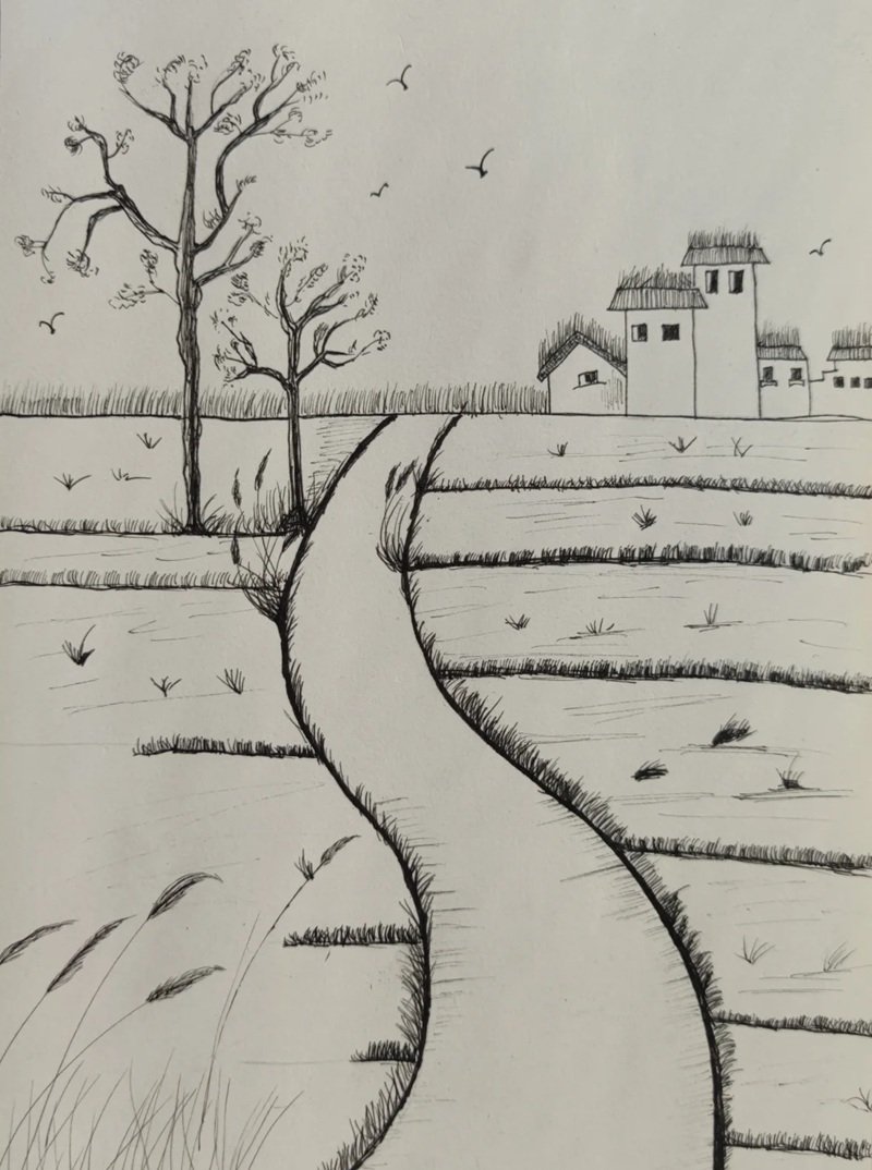 vẽ tranh quê hương đơn giản mà đẹp 38