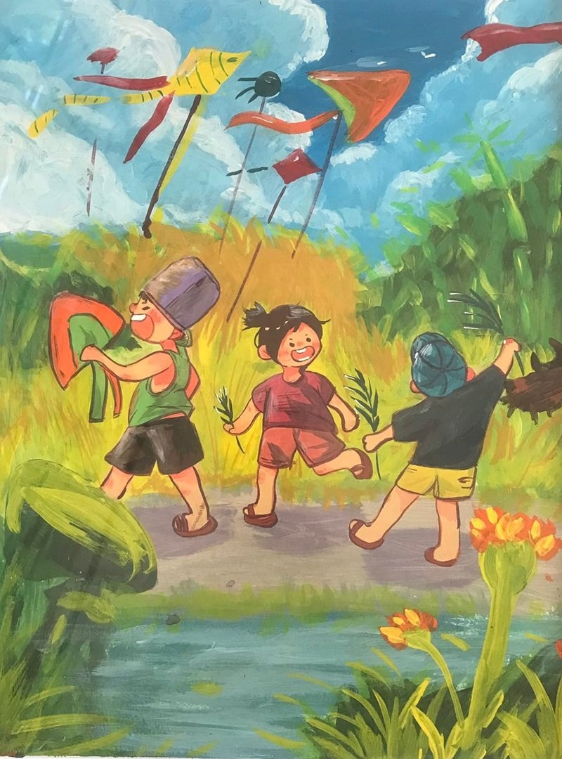 vẽ tranh quê hương đơn giản mà đẹp 4