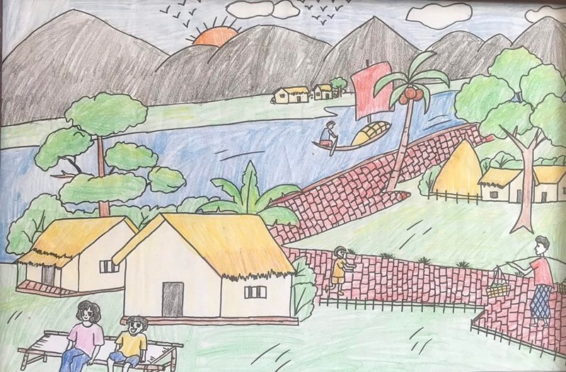 vẽ tranh quê hương đơn giản mà đẹp 6