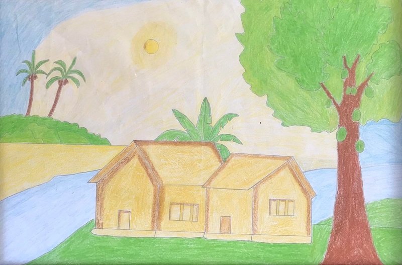 vẽ tranh quê hương đơn giản mà đẹp 7