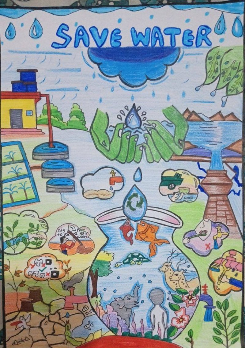 vẽ tranh tiết kiệm nước đơn giản