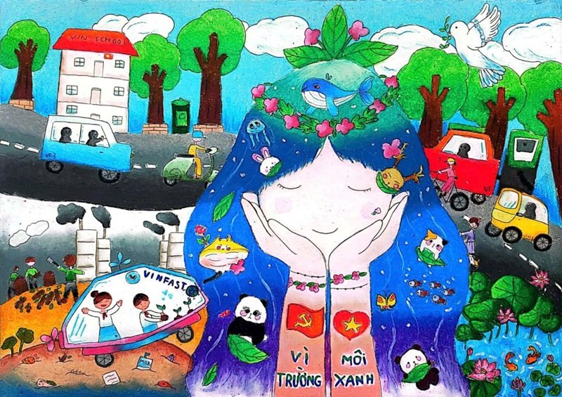 vẽ tranh tương lai xanh 16