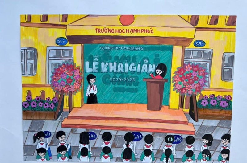 vẽ tranh về thầy cô và mái trường 16