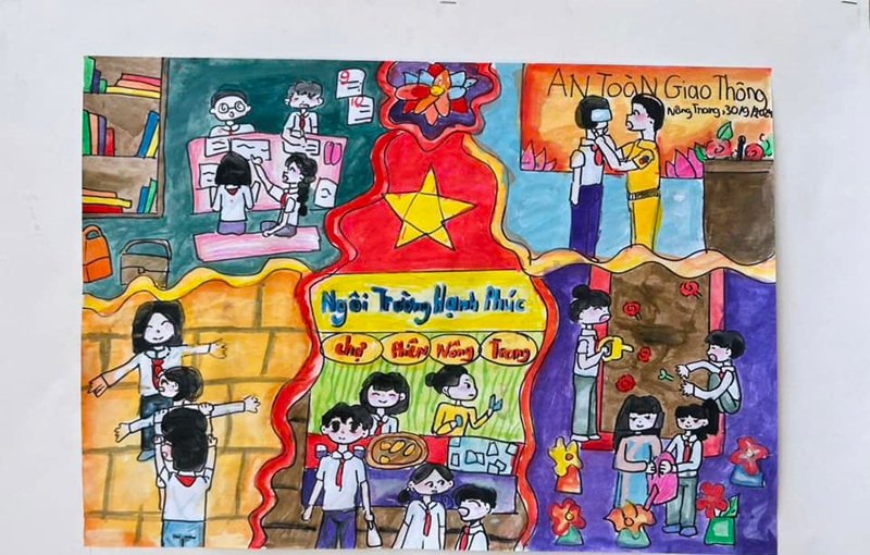 vẽ tranh về thầy cô và mái trường 17