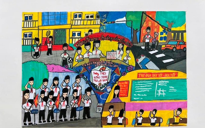 vẽ tranh về thầy cô và mái trường 18