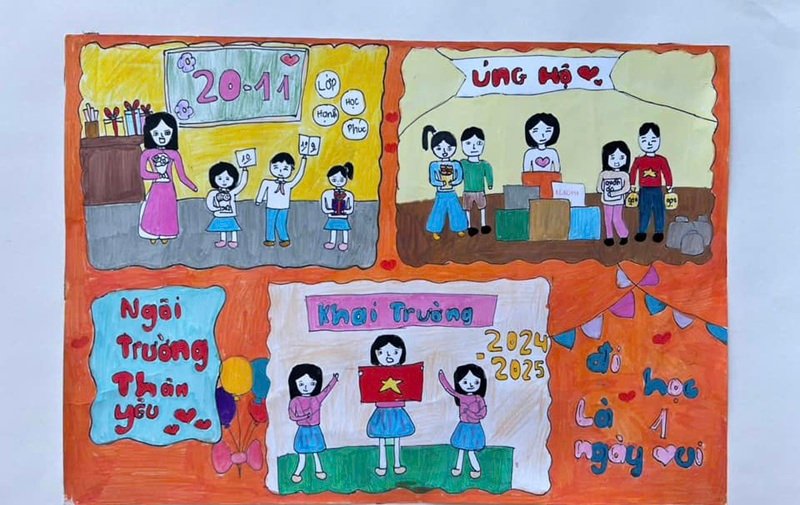 vẽ tranh về thầy cô và mái trường 23