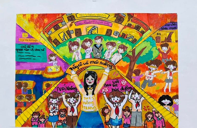 vẽ tranh về thầy cô và mái trường 26