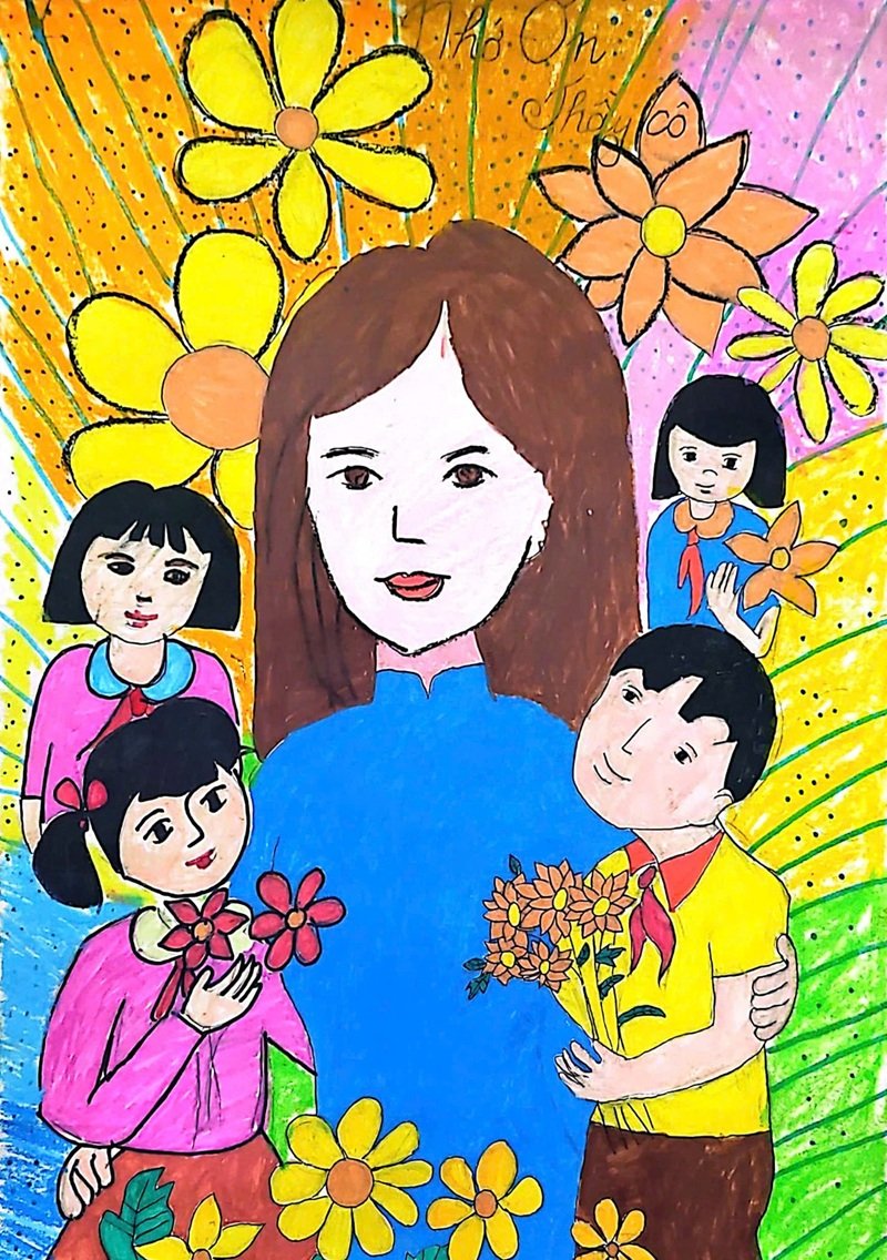 vẽ tranh về thầy cô và mái trường 28
