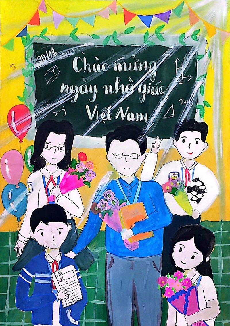 vẽ tranh về thầy cô và mái trường 35