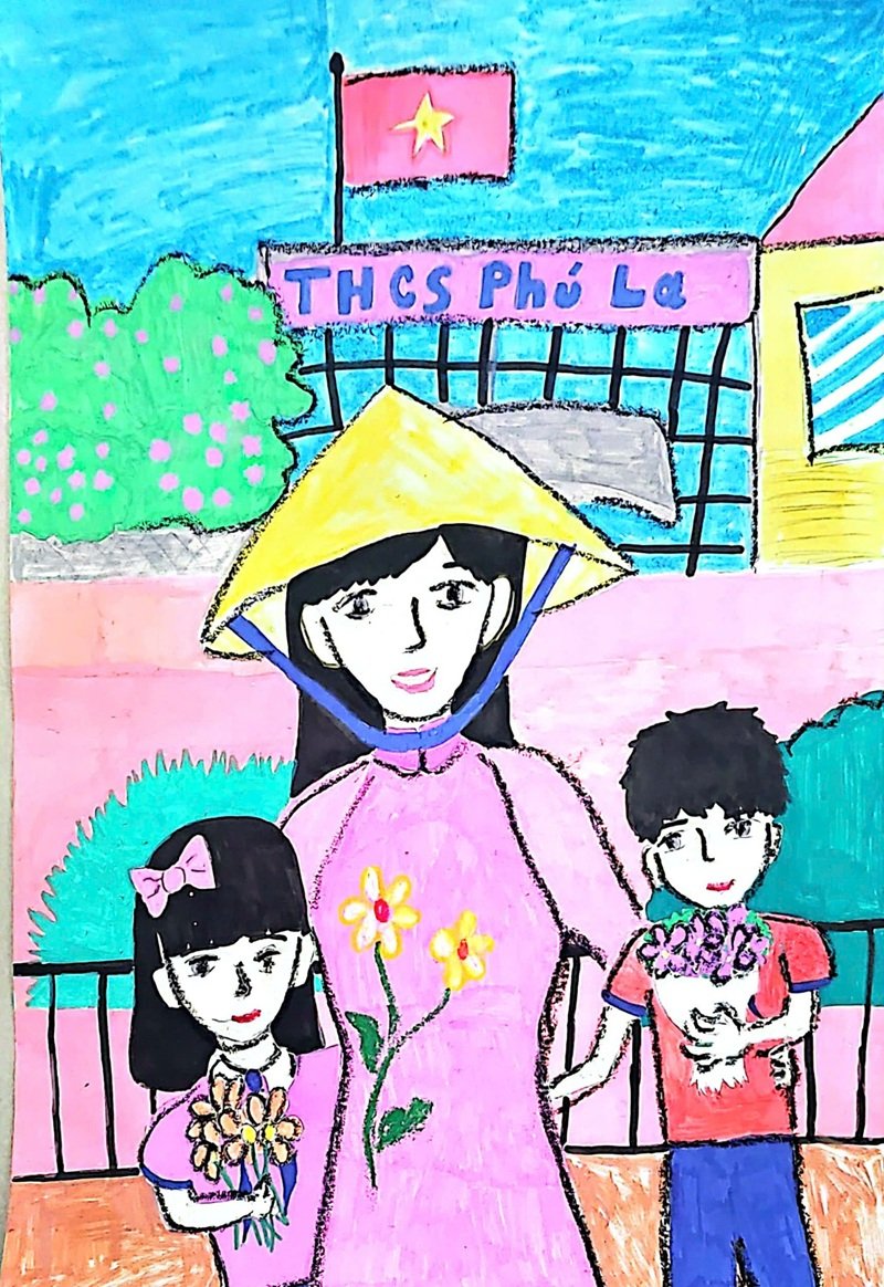 vẽ tranh về thầy cô và mái trường 37