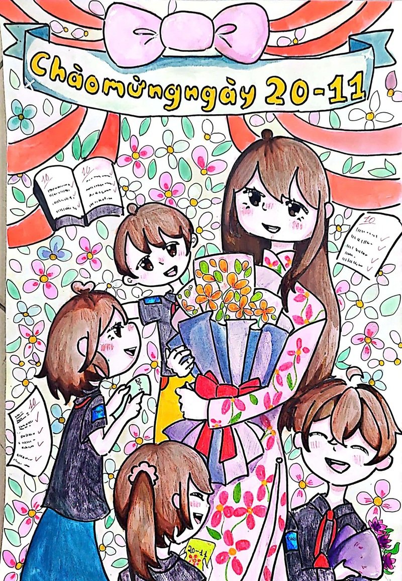 vẽ tranh về thầy cô và mái trường 38