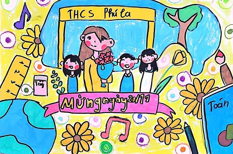 vẽ tranh về thầy cô và mái trường 39