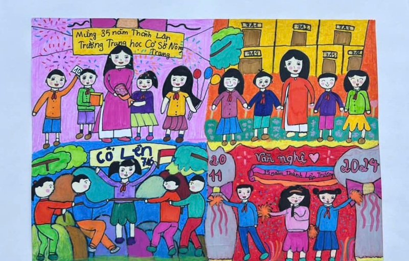 vẽ tranh về thầy cô và mái trường 4