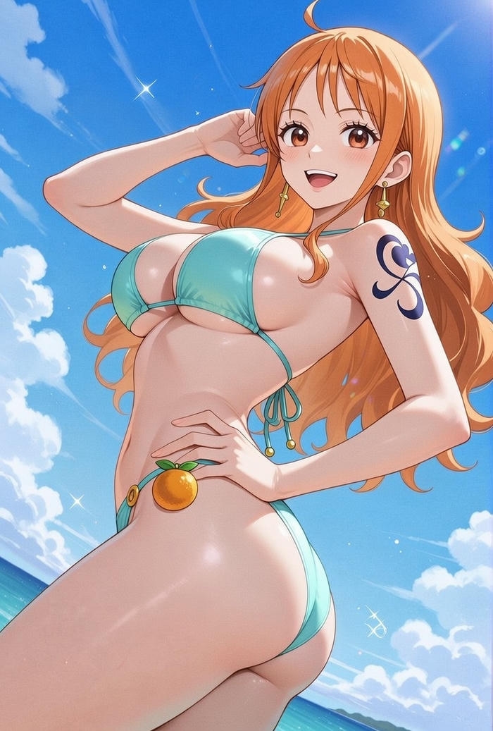 Ảnh Nami bikini với mái tóc cam nổi bật cuốn hút